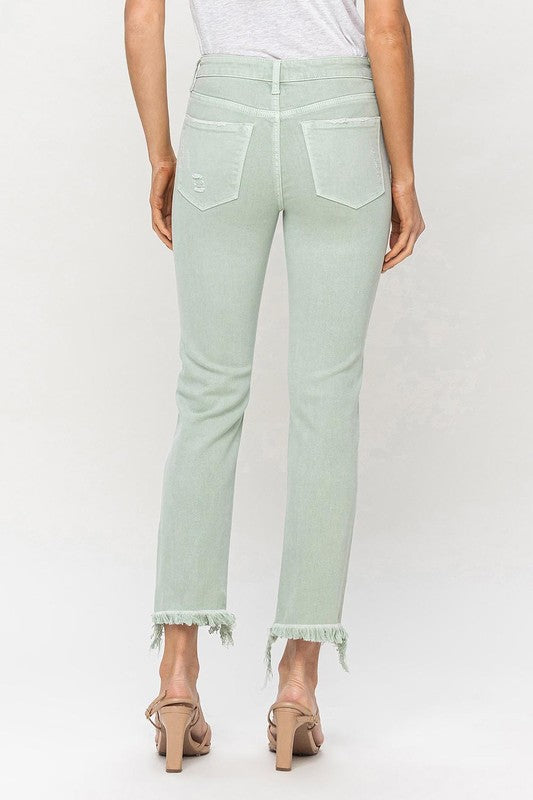 Vervet Mid Rise Crop Straight Jeans in Pale Green-VERVET by Flying Monkey-[option4]-[option5]-[option6]-[option7]-[option8]-Shop-Boutique-Clothing-for-Women-Online