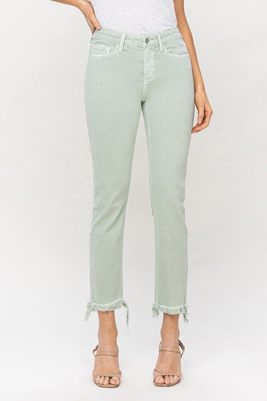 Vervet Mid Rise Crop Straight Jeans in Pale Green-VERVET by Flying Monkey-[option4]-[option5]-[option6]-[option7]-[option8]-Shop-Boutique-Clothing-for-Women-Online