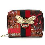 Multi Graffiti Print Queen Bee Stripe Wallet-Fashion World-[option4]-[option5]-[option6]-[option7]-[option8]-Shop-Boutique-Clothing-for-Women-Online