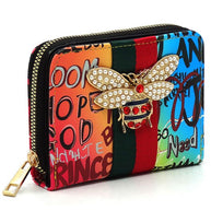 Multi Graffiti Print Queen Bee Stripe Wallet-Fashion World-[option4]-[option5]-[option6]-[option7]-[option8]-Shop-Boutique-Clothing-for-Women-Online