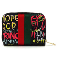 Multi Graffiti Print Queen Bee Stripe Wallet-Fashion World-[option4]-[option5]-[option6]-[option7]-[option8]-Shop-Boutique-Clothing-for-Women-Online