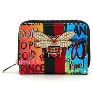 Multi Graffiti Print Queen Bee Stripe Wallet-Fashion World-[option4]-[option5]-[option6]-[option7]-[option8]-Shop-Boutique-Clothing-for-Women-Online