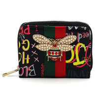 Multi Graffiti Print Queen Bee Stripe Wallet-Fashion World-[option4]-[option5]-[option6]-[option7]-[option8]-Shop-Boutique-Clothing-for-Women-Online