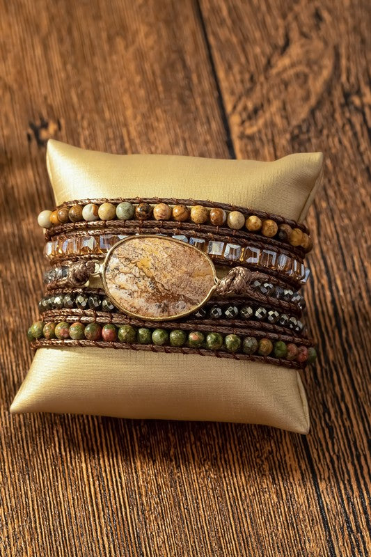 Natural Stone Boho Wrap Bracelet-LA3accessories-Brown-one size-[option4]-[option5]-[option6]-[option7]-[option8]-Shop-Boutique-Clothing-for-Women-Online