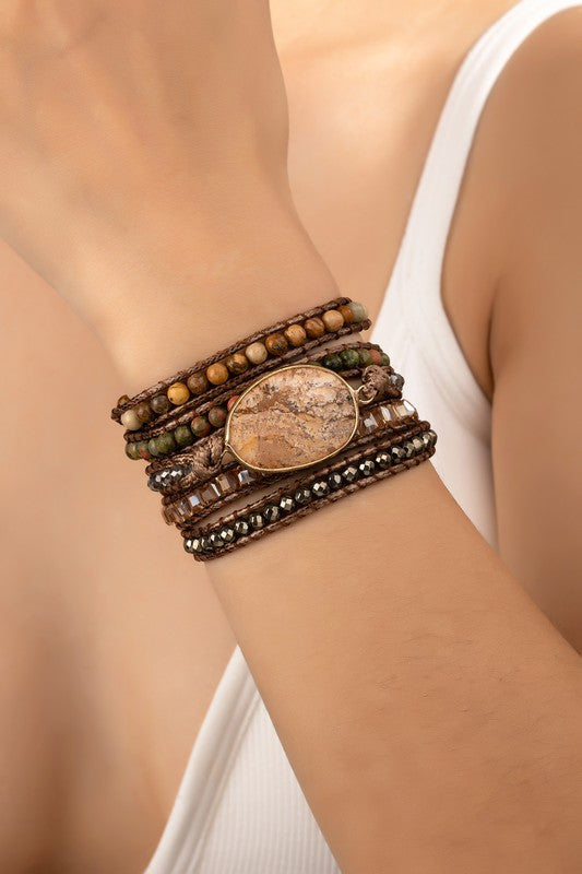 Natural Stone Boho Wrap Bracelet-LA3accessories-[option4]-[option5]-[option6]-[option7]-[option8]-Shop-Boutique-Clothing-for-Women-Online