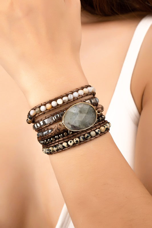 Natural Stone Boho Wrap Bracelet-LA3accessories-[option4]-[option5]-[option6]-[option7]-[option8]-Shop-Boutique-Clothing-for-Women-Online