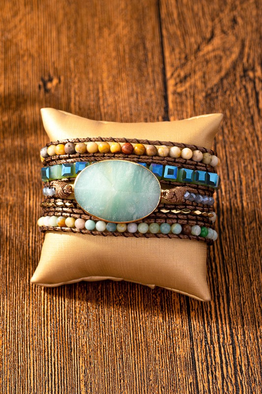 Natural Stone Boho Wrap Bracelet-LA3accessories-Amanzonite-one size-[option4]-[option5]-[option6]-[option7]-[option8]-Shop-Boutique-Clothing-for-Women-Online