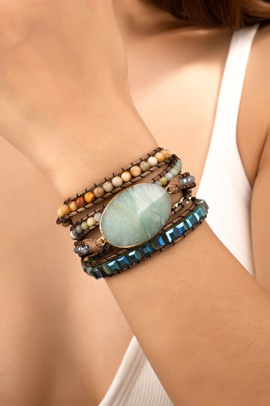 Natural Stone Boho Wrap Bracelet-LA3accessories-[option4]-[option5]-[option6]-[option7]-[option8]-Shop-Boutique-Clothing-for-Women-Online