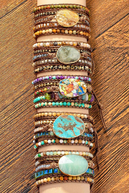 Natural Stone Boho Wrap Bracelet-LA3accessories-[option4]-[option5]-[option6]-[option7]-[option8]-Shop-Boutique-Clothing-for-Women-Online