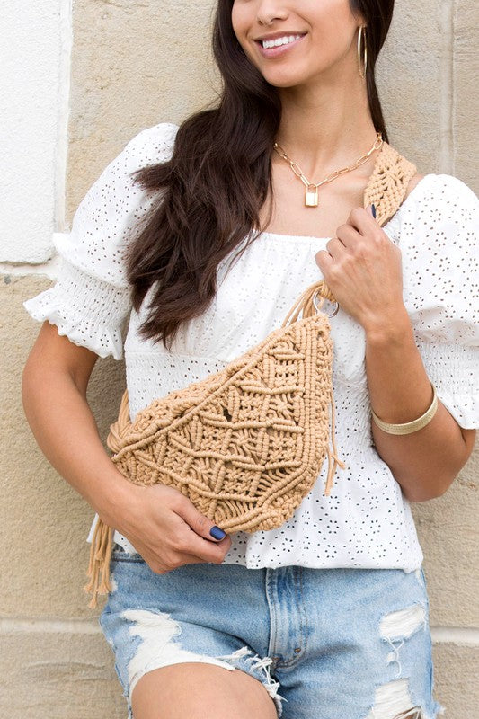 Macrame Sling Bag-Aili's Corner-[option4]-[option5]-[option6]-[option7]-[option8]-Shop-Boutique-Clothing-for-Women-Online