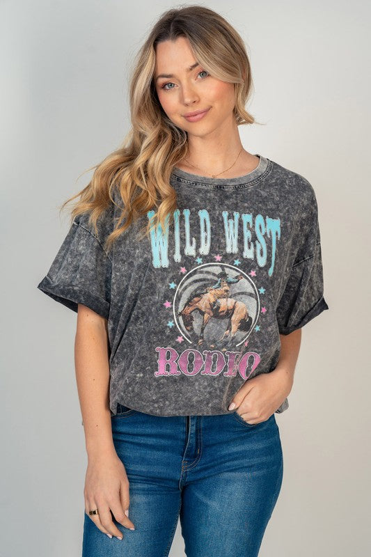 Wild West Screen Print Tee in Ash-Womens-Ave Shops-[option4]-[option5]-[option6]-[option7]-[option8]-Shop-Boutique-Clothing-for-Women-Online