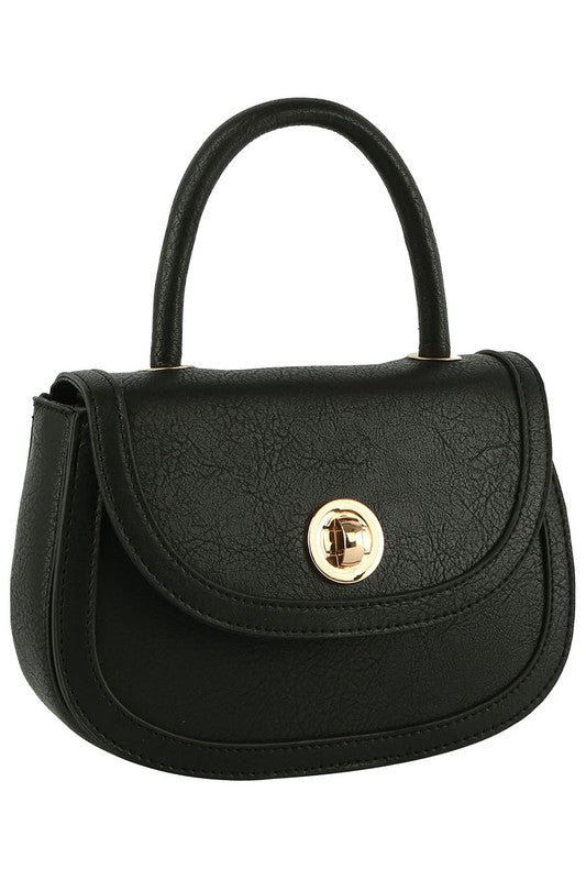 Fashion Twist Lock Flap Saddle Satchel-Fashion World-[option4]-[option5]-[option6]-[option7]-[option8]-Shop-Boutique-Clothing-for-Women-Online