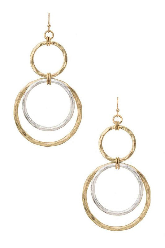 Mix Tone Ring Drop Earrings-LA Jewelry Plaza-WORN GOLD/WORN SILVER-O/S-[option4]-[option5]-[option6]-[option7]-[option8]-Shop-Boutique-Clothing-for-Women-Online