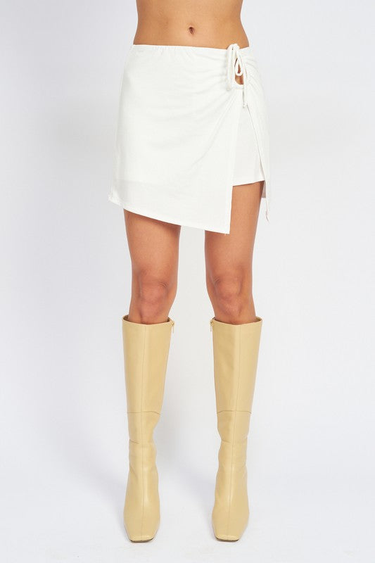 RUCHED MINI SKIRT WITH SIDE SLIT-Emory Park-WHITE-S-[option4]-[option5]-[option6]-[option7]-[option8]-Shop-Boutique-Clothing-for-Women-Online