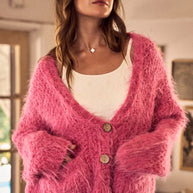 SO ME Soft Touch Hairy Loose Fit Cozy Sweater Cardigan-Cardigans-Trendsi-[option4]-[option5]-[option6]-[option7]-[option8]-Shop-Boutique-Clothing-for-Women-Online