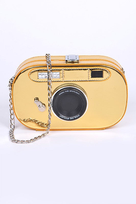 Metallic Oval Camera Iconic Swing Clutch Bag-Artini Accessories-[option4]-[option5]-[option6]-[option7]-[option8]-Shop-Boutique-Clothing-for-Women-Online