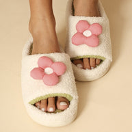Sherpa slippers with contrast 3D flower detail-Miss Sparkling-[option4]-[option5]-[option6]-[option7]-[option8]-Shop-Boutique-Clothing-for-Women-Online