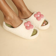 Sherpa slippers with contrast 3D flower detail-Miss Sparkling-[option4]-[option5]-[option6]-[option7]-[option8]-Shop-Boutique-Clothing-for-Women-Online