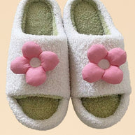 Sherpa slippers with contrast 3D flower detail-Miss Sparkling-[option4]-[option5]-[option6]-[option7]-[option8]-Shop-Boutique-Clothing-for-Women-Online