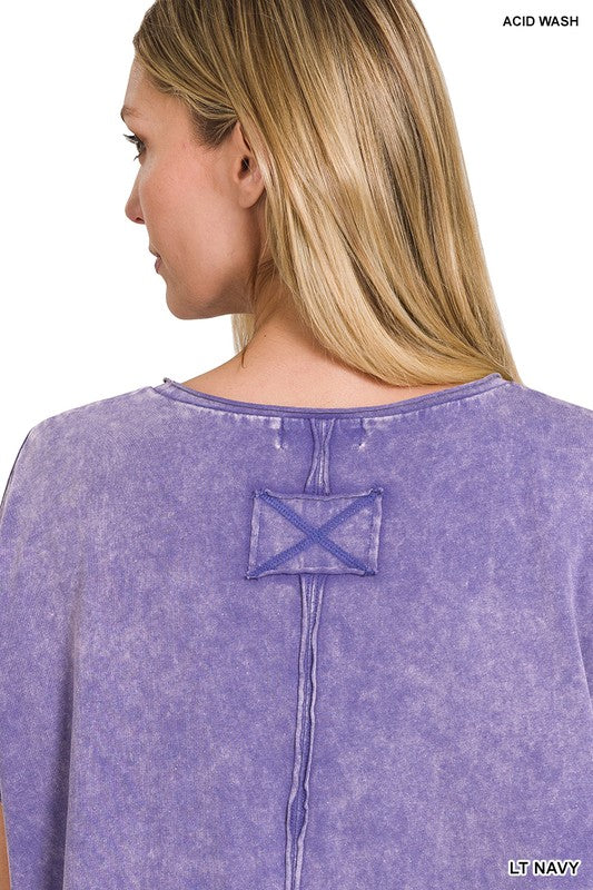 Zenana Acid Wash Raw Edge Short Sleeve Cropped Top-ZENANA-[option4]-[option5]-[option6]-[option7]-[option8]-Shop-Boutique-Clothing-for-Women-Online