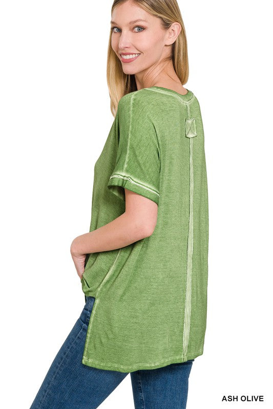 Zenana Washed Short Sleeve Tee-ZENANA-[option4]-[option5]-[option6]-[option7]-[option8]-Shop-Boutique-Clothing-for-Women-Online
