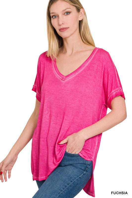 Zenana Washed Short Sleeve Tee-ZENANA-[option4]-[option5]-[option6]-[option7]-[option8]-Shop-Boutique-Clothing-for-Women-Online