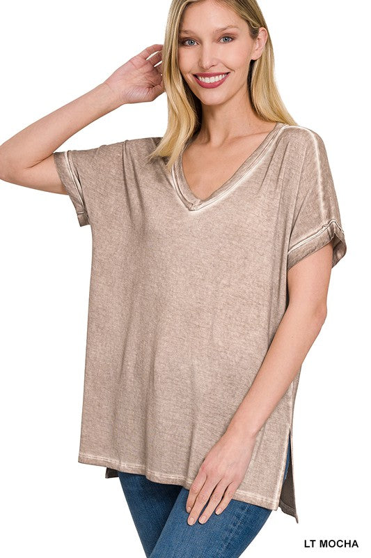 Zenana Washed Short Sleeve Tee-ZENANA-LT MOCHA-S-[option4]-[option5]-[option6]-[option7]-[option8]-Shop-Boutique-Clothing-for-Women-Online
