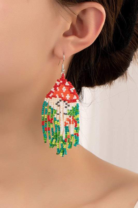 Boho Handwoven seed bead mushroom earrings-LA3accessories-Multi-one size-[option4]-[option5]-[option6]-[option7]-[option8]-Shop-Boutique-Clothing-for-Women-Online