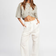 WIDE SLEEVE CROPPED SHIRT-Emory Park-[option4]-[option5]-[option6]-[option7]-[option8]-Shop-Boutique-Clothing-for-Women-Online