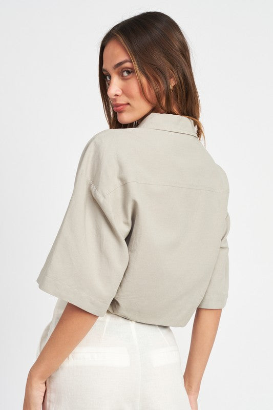WIDE SLEEVE CROPPED SHIRT-Emory Park-[option4]-[option5]-[option6]-[option7]-[option8]-Shop-Boutique-Clothing-for-Women-Online