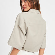 WIDE SLEEVE CROPPED SHIRT-Emory Park-[option4]-[option5]-[option6]-[option7]-[option8]-Shop-Boutique-Clothing-for-Women-Online