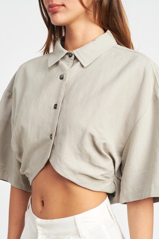 WIDE SLEEVE CROPPED SHIRT-Emory Park-[option4]-[option5]-[option6]-[option7]-[option8]-Shop-Boutique-Clothing-for-Women-Online