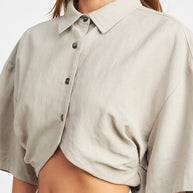 WIDE SLEEVE CROPPED SHIRT-Emory Park-[option4]-[option5]-[option6]-[option7]-[option8]-Shop-Boutique-Clothing-for-Women-Online