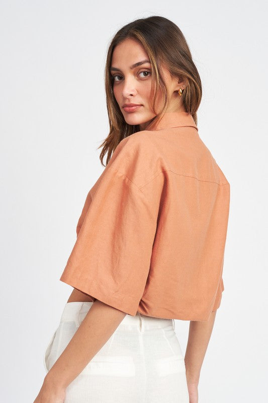 WIDE SLEEVE CROPPED SHIRT-Emory Park-[option4]-[option5]-[option6]-[option7]-[option8]-Shop-Boutique-Clothing-for-Women-Online