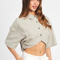 WIDE SLEEVE CROPPED SHIRT-Emory Park-[option4]-[option5]-[option6]-[option7]-[option8]-Shop-Boutique-Clothing-for-Women-Online