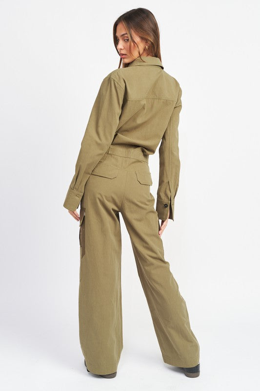 BOTTON DOWN CARGO JUMPSUIT-Emory Park-[option4]-[option5]-[option6]-[option7]-[option8]-Shop-Boutique-Clothing-for-Women-Online