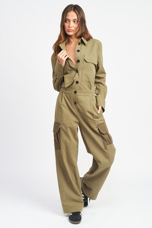 BOTTON DOWN CARGO JUMPSUIT-Emory Park-[option4]-[option5]-[option6]-[option7]-[option8]-Shop-Boutique-Clothing-for-Women-Online