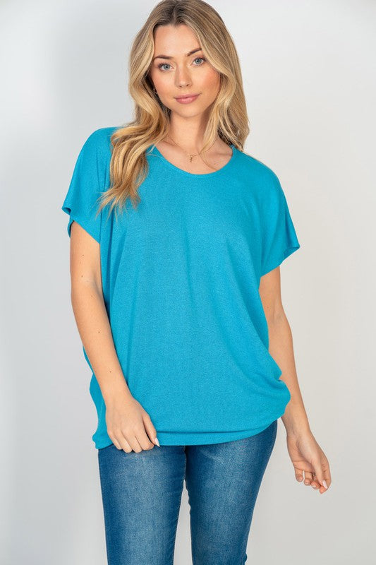 Short Sleeve Dolman Top in Turquoise-Womens-Ave Shops-[option4]-[option5]-[option6]-[option7]-[option8]-Shop-Boutique-Clothing-for-Women-Online