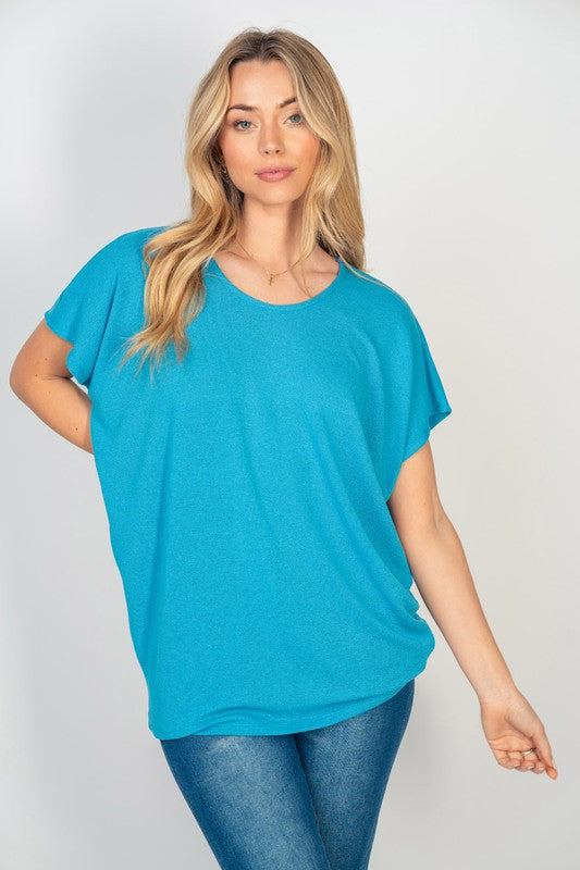 Short Sleeve Dolman Top in Turquoise-Womens-Ave Shops-[option4]-[option5]-[option6]-[option7]-[option8]-Shop-Boutique-Clothing-for-Women-Online