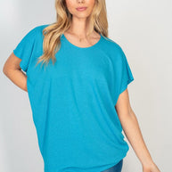 Short Sleeve Dolman Top in Turquoise-Womens-Ave Shops-[option4]-[option5]-[option6]-[option7]-[option8]-Shop-Boutique-Clothing-for-Women-Online