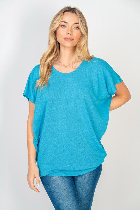 Short Sleeve Dolman Top in Turquoise-Womens-Ave Shops-[option4]-[option5]-[option6]-[option7]-[option8]-Shop-Boutique-Clothing-for-Women-Online