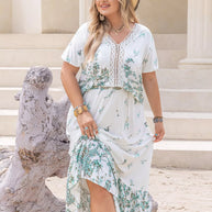 Plus Size Printed Lace Detail Short Sleeve Top and Skirt Set-Dresses-Trendsi-[option4]-[option5]-[option6]-[option7]-[option8]-Shop-Boutique-Clothing-for-Women-Online