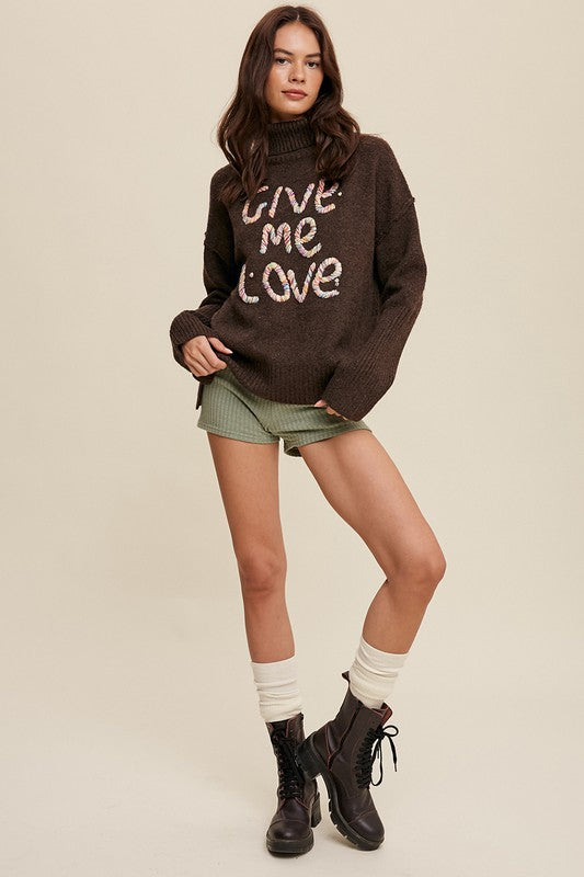 Listicle Give Me Love Stitched Mock Neck Sweater-Listicle-[option4]-[option5]-[option6]-[option7]-[option8]-Shop-Boutique-Clothing-for-Women-Online