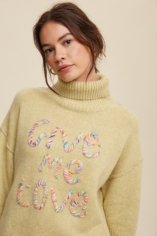 Listicle Give Me Love Stitched Mock Neck Sweater-Listicle-[option4]-[option5]-[option6]-[option7]-[option8]-Shop-Boutique-Clothing-for-Women-Online