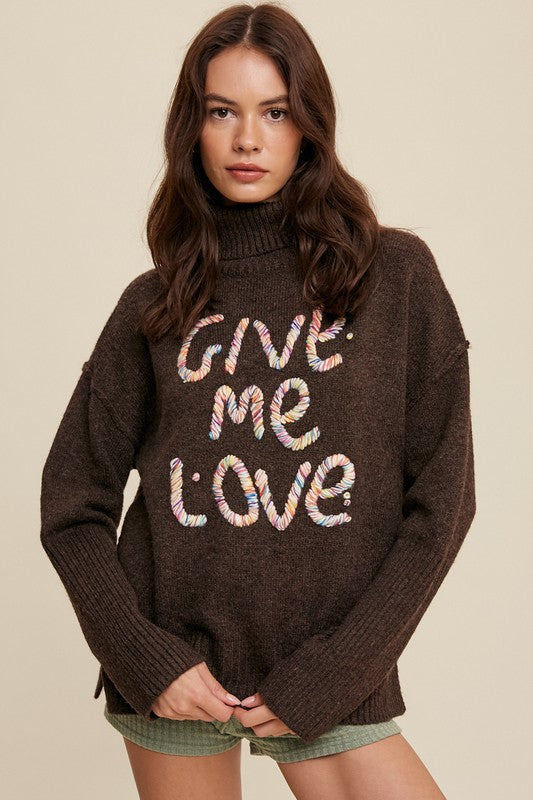 Listicle Give Me Love Stitched Mock Neck Sweater-Listicle-Mocha-S-[option4]-[option5]-[option6]-[option7]-[option8]-Shop-Boutique-Clothing-for-Women-Online