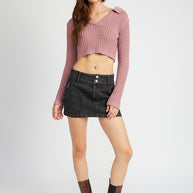 CROPPED COLLAR KNIT TOP-Emory Park-[option4]-[option5]-[option6]-[option7]-[option8]-Shop-Boutique-Clothing-for-Women-Online