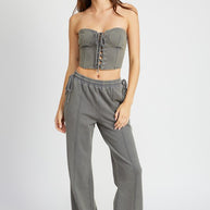 FRENCH TERRY STRAPLESS BUSTIER TOP-Emory Park-[option4]-[option5]-[option6]-[option7]-[option8]-Shop-Boutique-Clothing-for-Women-Online