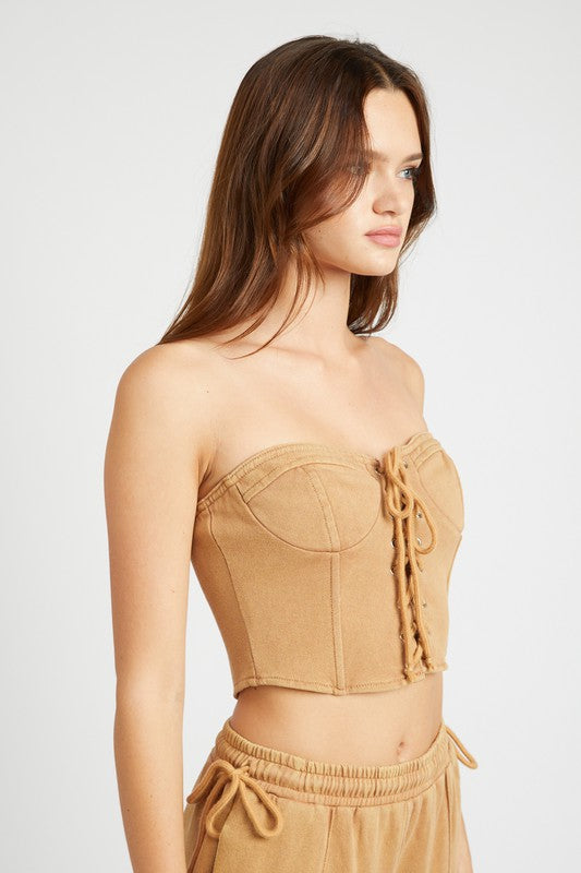 FRENCH TERRY STRAPLESS BUSTIER TOP-Emory Park-[option4]-[option5]-[option6]-[option7]-[option8]-Shop-Boutique-Clothing-for-Women-Online