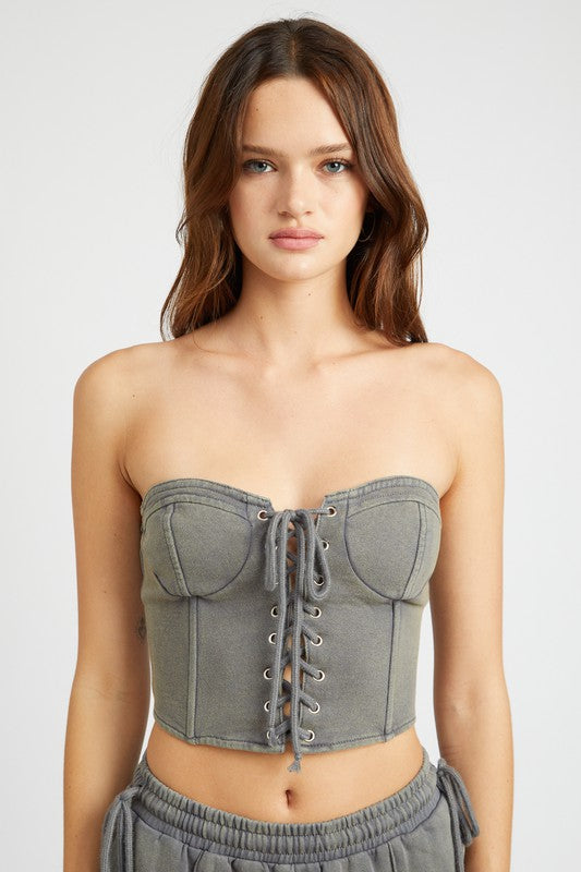 FRENCH TERRY STRAPLESS BUSTIER TOP-Emory Park-[option4]-[option5]-[option6]-[option7]-[option8]-Shop-Boutique-Clothing-for-Women-Online