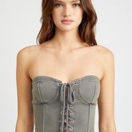 FRENCH TERRY STRAPLESS BUSTIER TOP-Emory Park-[option4]-[option5]-[option6]-[option7]-[option8]-Shop-Boutique-Clothing-for-Women-Online